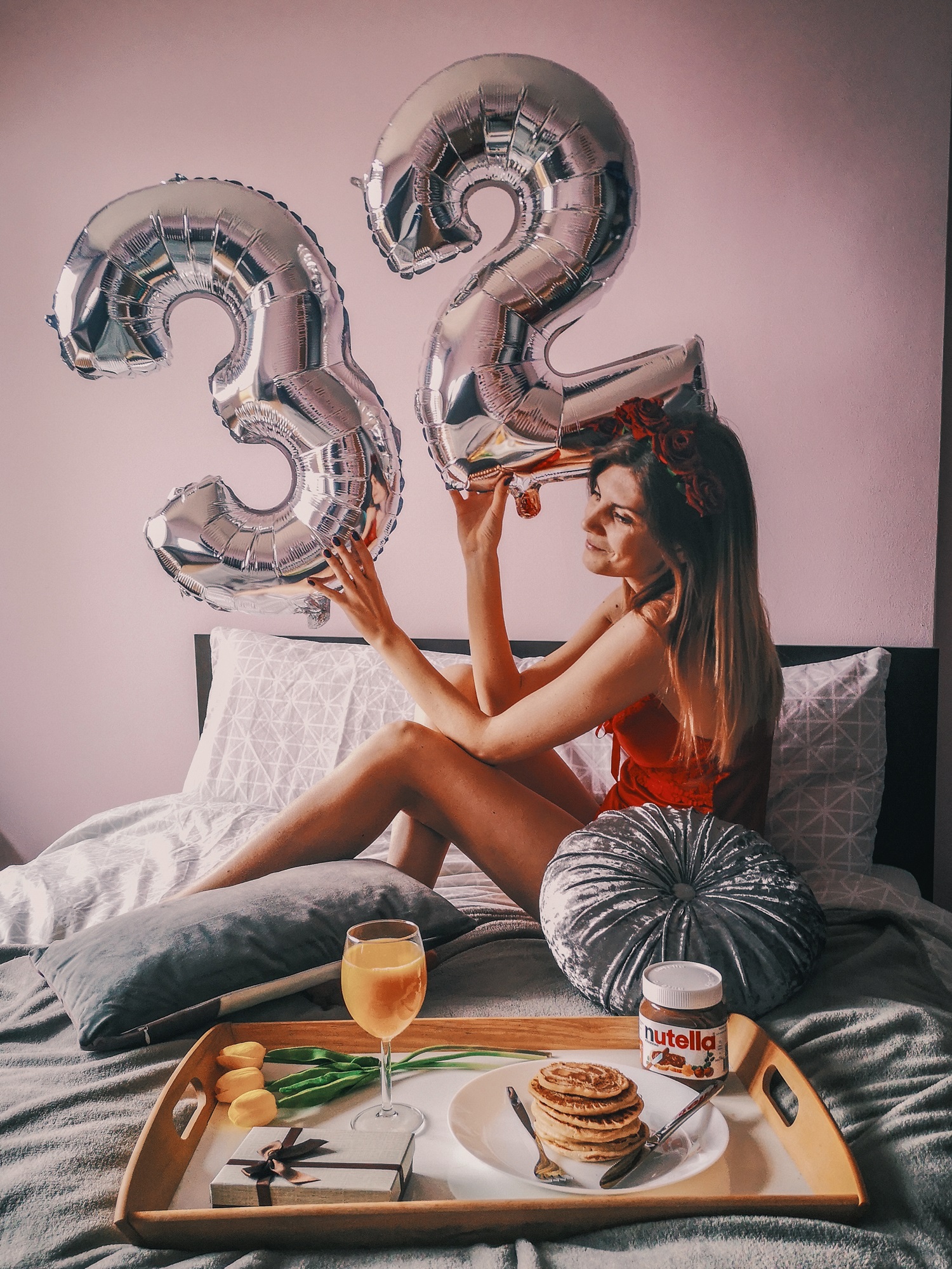 Birthday Girl with number balloons