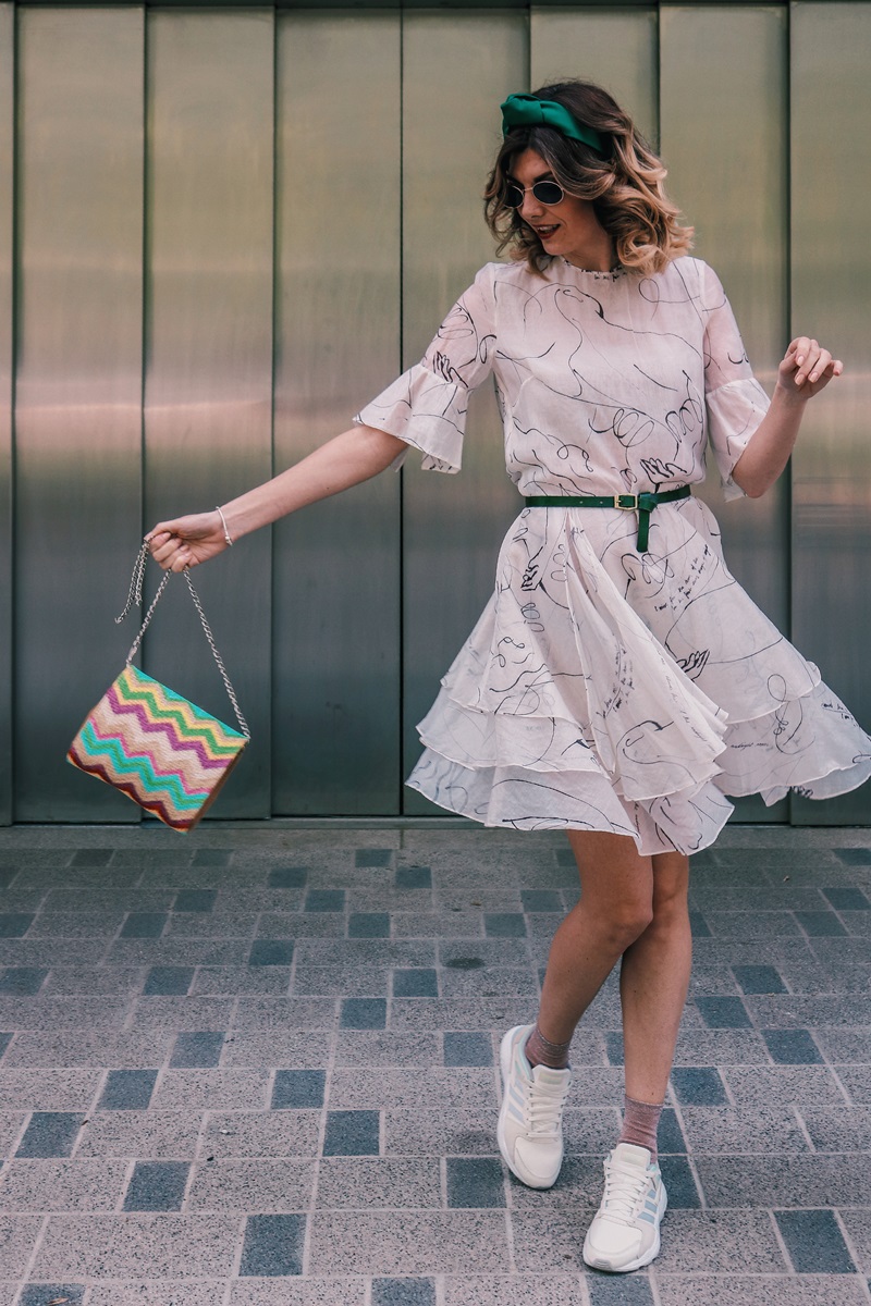 Spring Outfit Adidas Ugly Sneakers Deichmann H&M Dress