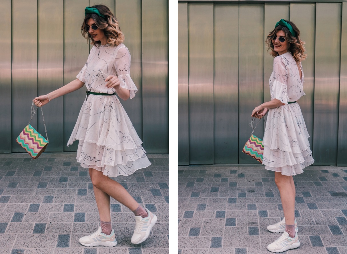 Spring Outfit Adidas Ugly Sneakers Deichmann H&M Dress