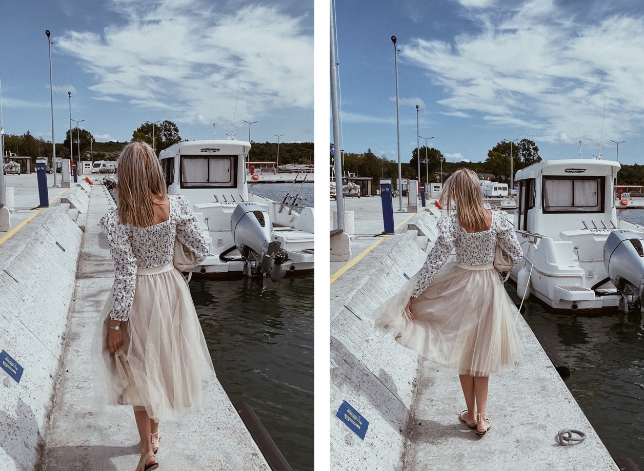 Outfit, fashion blogger, tulle skirt, floral blouse